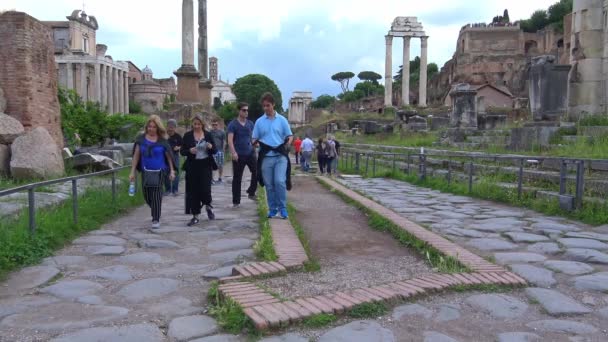 Rome Vue Détails Des Ruines Forum Romain Qui Avec Colisée — Video