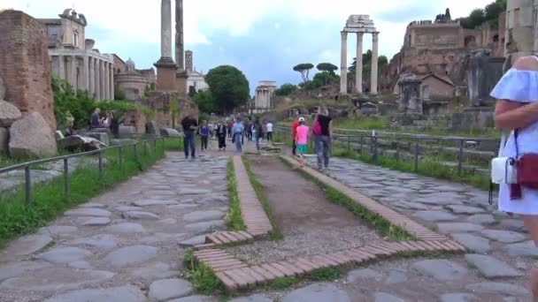 Roma Vista Detalles Las Ruinas Del Foro Romano Que Junto — Vídeos de Stock