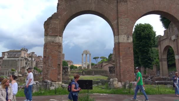 Roma Vista Detalhes Das Ruínas Fórum Romano Que Juntamente Com — Vídeo de Stock