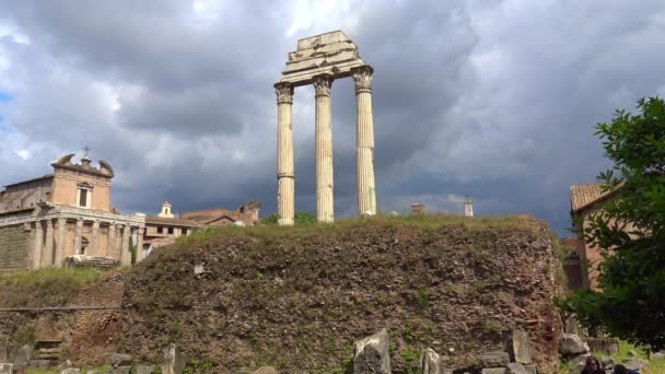 Rome Weergave Details Van Ruïnes Van Het Forum Romanum Die — Stockvideo