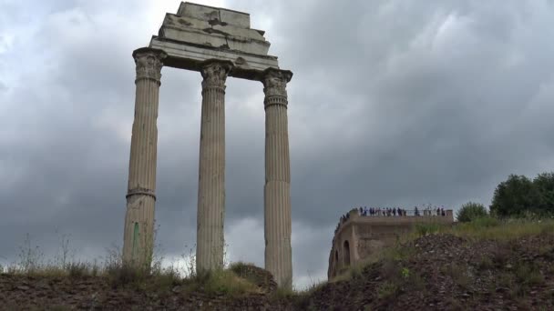 Rome Vue Détails Des Ruines Forum Romain Qui Avec Colisée — Video
