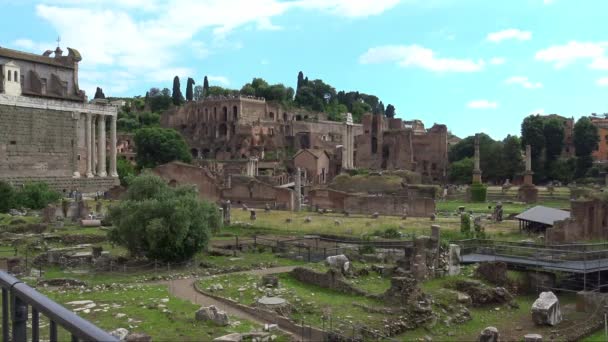 Rome View Details Ruins Roman Forum Which Together Colosseum Arch — Stock Video