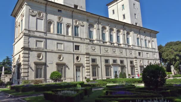 Roma Borghese Galeri Arka Yüzünde Yer Alan Villa Borghese — Stok video