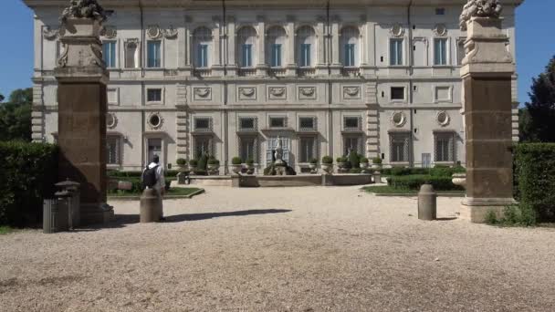 Roma Borghese Galeri Arka Yüzünde Yer Alan Villa Borghese — Stok video