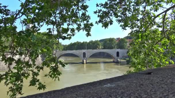 Rzym Widok Most Principe Amedeo Savoy — Wideo stockowe