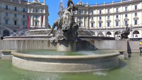 Talya Roma Görünümü Naiads Çeşmesi Ayrıntılarını Bulunan Cumhuriyetin Kuruluşuyla — Stok video