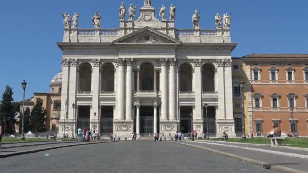 Roma Principal Fachada Juventude Santa Basílica Latrão — Vídeo de Stock