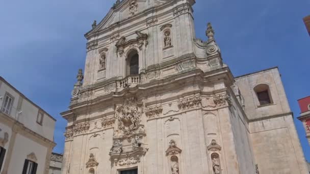 Italië Martina Franca Gevel Van Basiliek Van San Martino Barokke — Stockvideo