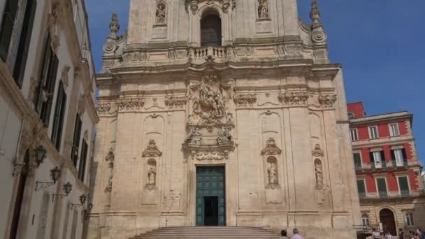 Turystów Odwiedzających Fasada Bazyliki San Martino Barokowy Zbudowany Roku 1747 — Wideo stockowe