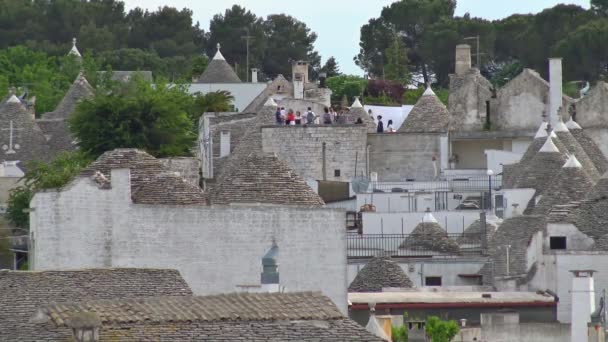 Italia Alberobello Padella Sui Trulli Edifici Tipici Unici Mondo Patrimonio — Video Stock