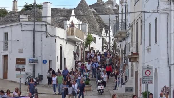 Italien Alberobello Panorera Trulli Typiska Byggnader Som Unik Världen Unesco — Stockvideo