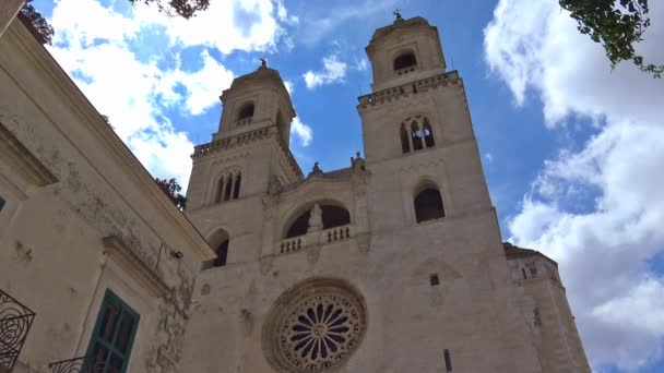 Italy Puglia Region Altamura Cathedral Santa Maria Assunta Facades Elevations — Stock Video