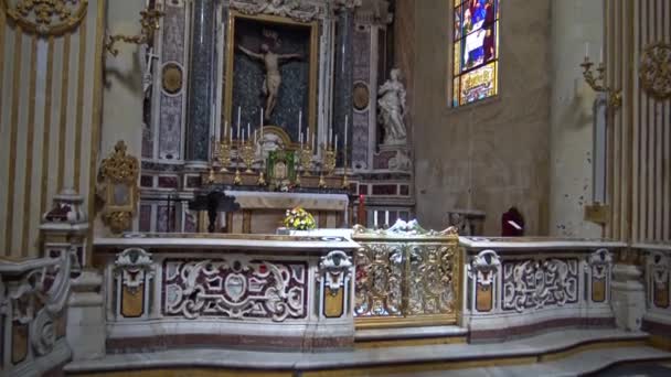 Italien Lecce Kathedrale Von Santa Maria Assunta Interieur Und Details — Stockvideo