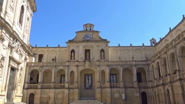Włochy Lecce Plac Duomo Widok Szczegóły — Wideo stockowe