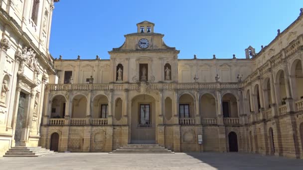 Italië Lecce Duomo Vierkante Weergave Details — Stockvideo