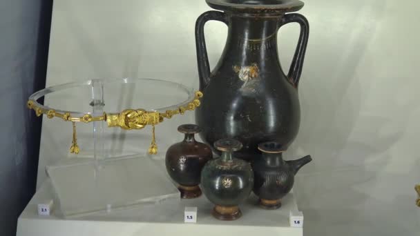 Italien Puglia Regionen Taranto Nationella Arkeologiska Museet Taranto Olika Fynd — Stockvideo