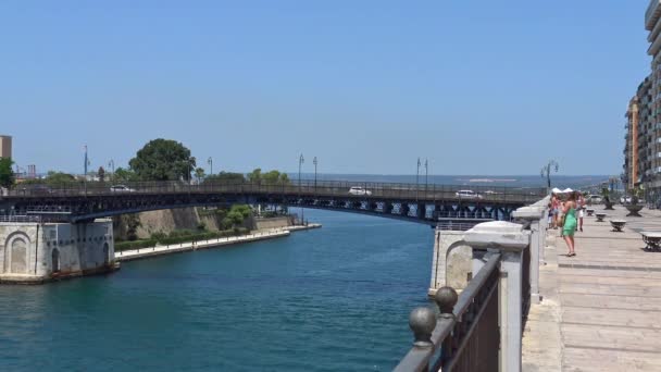 Italy Taranto View Revolving Bridge — Stock Video