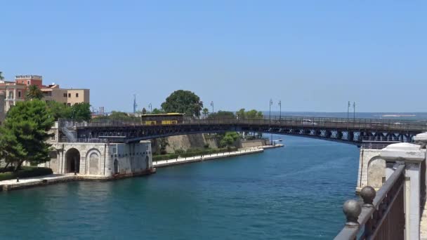 Itália Taranto Vista Ponte Giratória Desfasamento Temporal — Vídeo de Stock