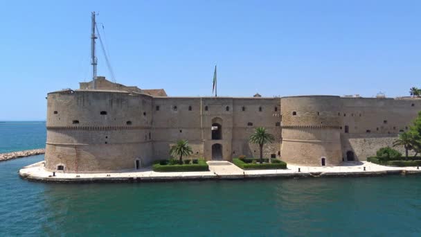 Italien Taranto Utsikt Över Slottet Castello Aragonese Durat Sek — Stockvideo