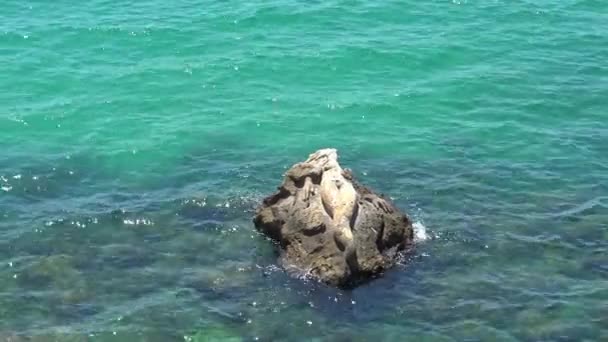 Italy Puglia Region Taranto Seafront Cliff Mermaid Sculpture — Stock Video