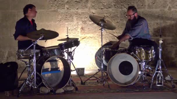 Italy Mola Bari September 13Th 2018 Angioino Castle Performer Action — Stock Video