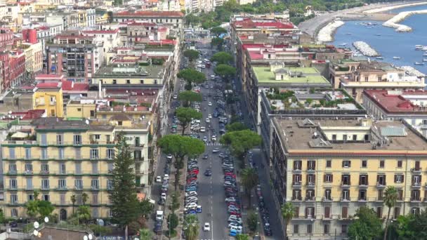 イタリア ナポリ 2018 プロムナードとメルジェッリーナ地区のパノラマ — ストック動画
