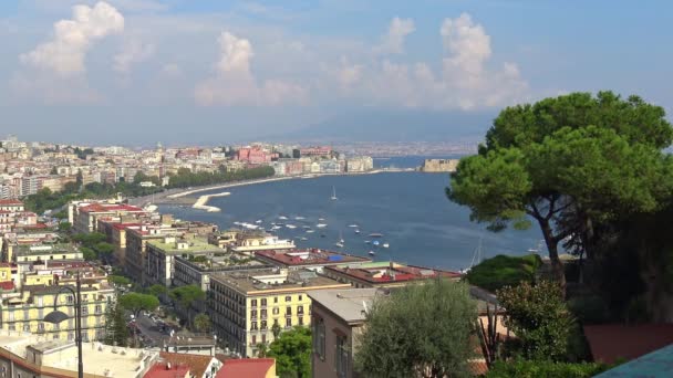 Italia Nápoles Septiembre 2018 Panorama Del Paseo Marítimo Zona Mergellina — Vídeos de Stock