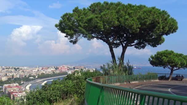 Italy Naples September 2018 Panorama Promenade Mergellina Area — Stock Video