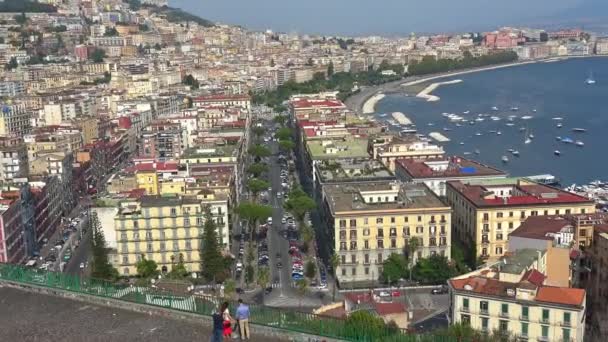 Italia Nápoles Septiembre 2018 Panorama Del Paseo Marítimo Zona Mergellina — Vídeo de stock