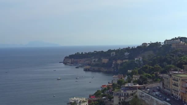 Napels Panorama Van Heuvel Posillipo Het Eiland Capri — Stockvideo