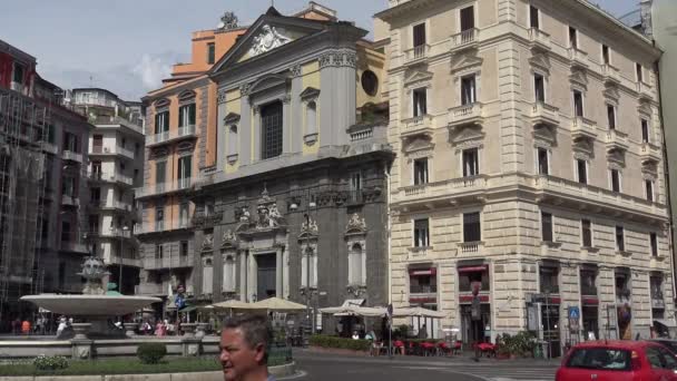 Italien Neapel Över Trieste Och Trento Torget Med Människor Och — Stockvideo