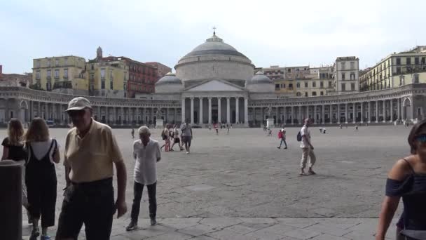 Naples Veduta Piazza Plebiscito Avec Les Touristes — Video