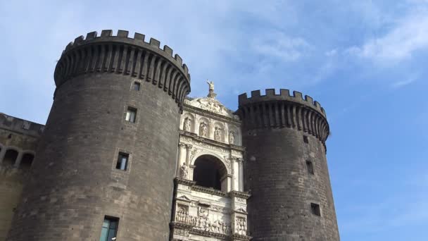 Neapel Blick Auf Die Burg Des Maschio Angioino — Stockvideo