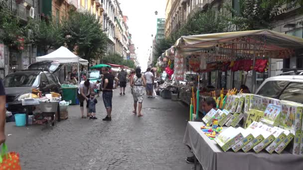 Nápoles Setembro 2018 San Gennaro Festa Stand Vendedores — Vídeo de Stock