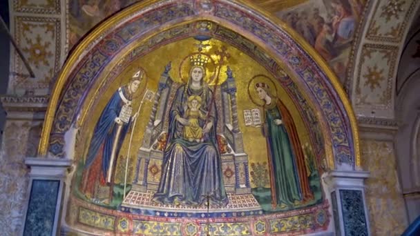 Nápoles Setembro 2018 Grande Mosaico Catedral San Gennaro — Vídeo de Stock