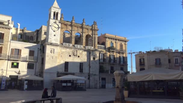 Italien Bari Mercantile Square Turister Tidsfördröjning — Stockvideo