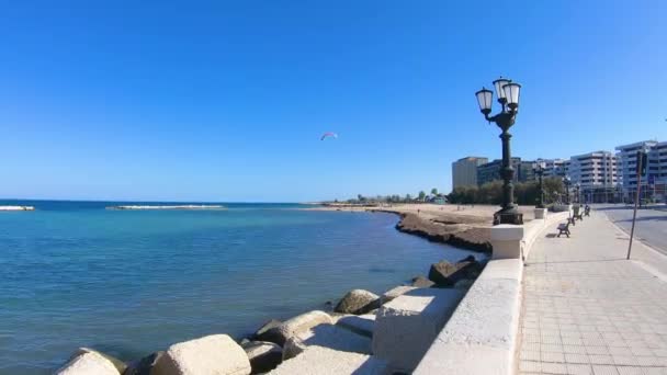 Італія Барі Набережної Пляжу Уповільнена Зйомка — стокове відео