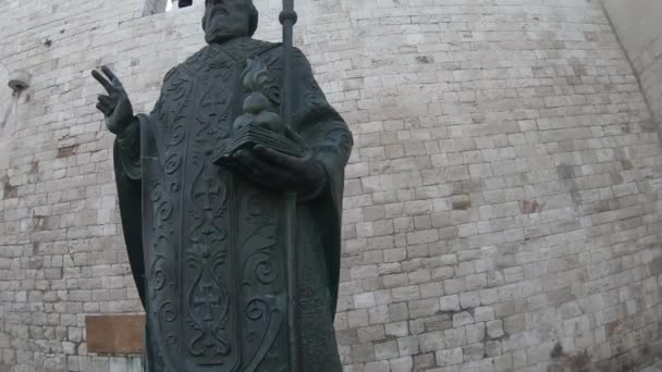 Italië Bari Standbeeld Van Sint Nicolaas — Stockvideo