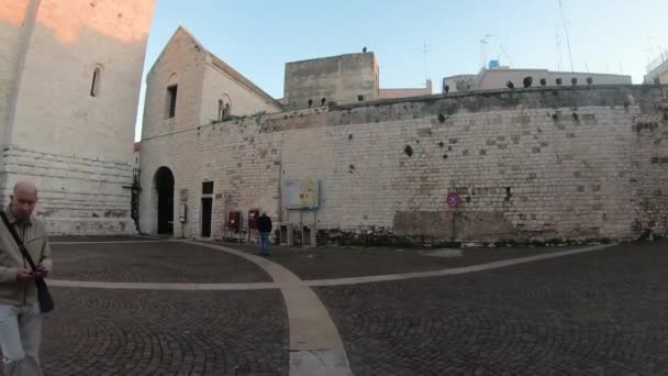 Italië Bari Oktober 2019 Basiliek Van Nicolaas Bezoeken Toeristen — Stockvideo