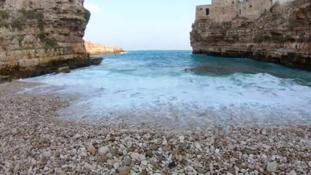 Itália Polignano Mare Lama Monachile Bay — Vídeo de Stock