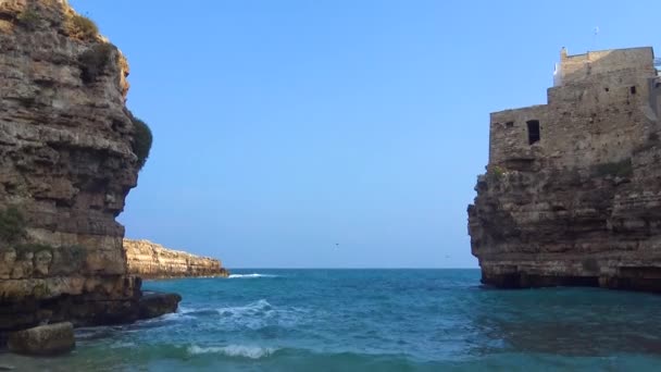 Ιταλία Polignano Mare Lama Monachile Κόλπο — Αρχείο Βίντεο