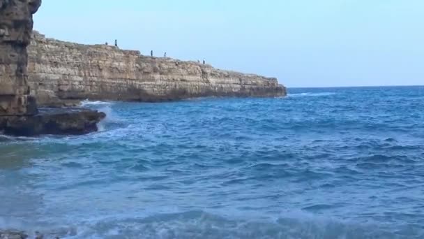 Italy Polignano Mare Lama Monachile Bay — Stock Video