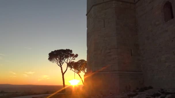 Italien Castel Del Monte Omgivande Natur Panorama Vid Solnedgången — Stockvideo