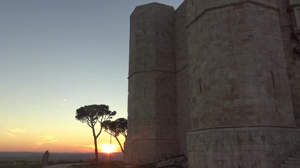 Ιταλία Castel Del Monte Γύρω Φύση Πανόραμα Στο Ηλιοβασίλεμα — Αρχείο Βίντεο