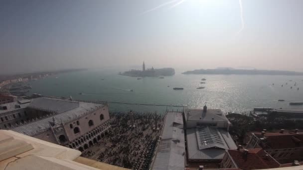 Venetië Panorama Van Stad Van Klokkentoren Van San Marco — Stockvideo