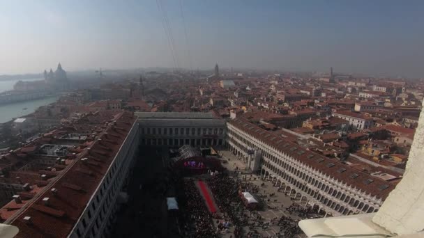 Venedig Panorama Över Staden Från Klock Tornet San Marco — Stockvideo
