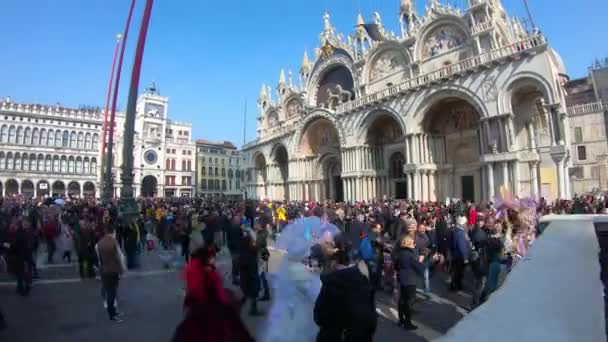 Βενετία Πλήθος Τουριστών Κατά Διάρκεια Του 2019 Καρναβαλιού Χρόνος Λήξης — Αρχείο Βίντεο