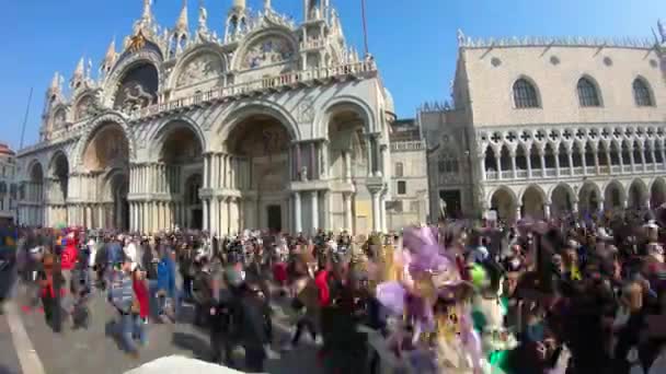 Veneza Multidão Turistas Durante Carnaval 2019 Desfasamento Temporal — Vídeo de Stock