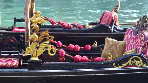 Венеция Детали Гондолы Типичная Лодка Города — стоковое видео