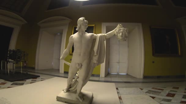 Włochy Neapol Maja 2019 Muzeum Archeologiczne Zwiedzający Wystawę Rzeźb Antonio — Wideo stockowe
